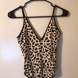 Low cut cheetah body suit